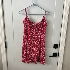 Hollister Red Dress with White Floral Design